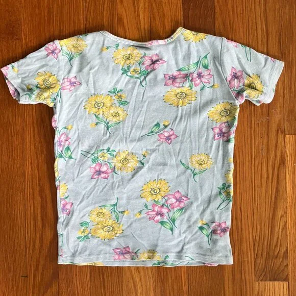 The Children's Place Girls Floral Pajama Set Size 6x/7 Cozy Snug Fit - Picture 2 of 5